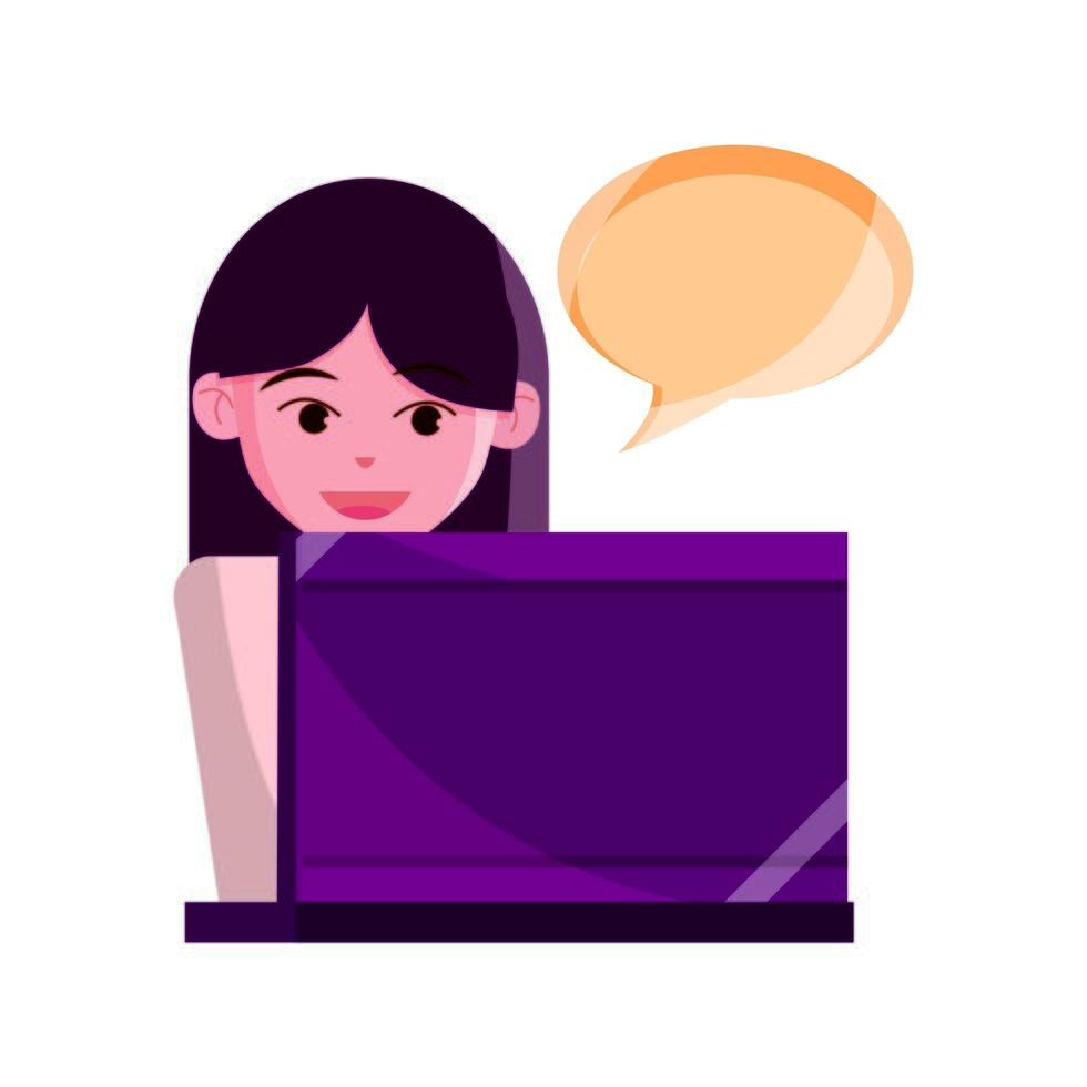 online activities character female with laptop chatting flat style icon vector