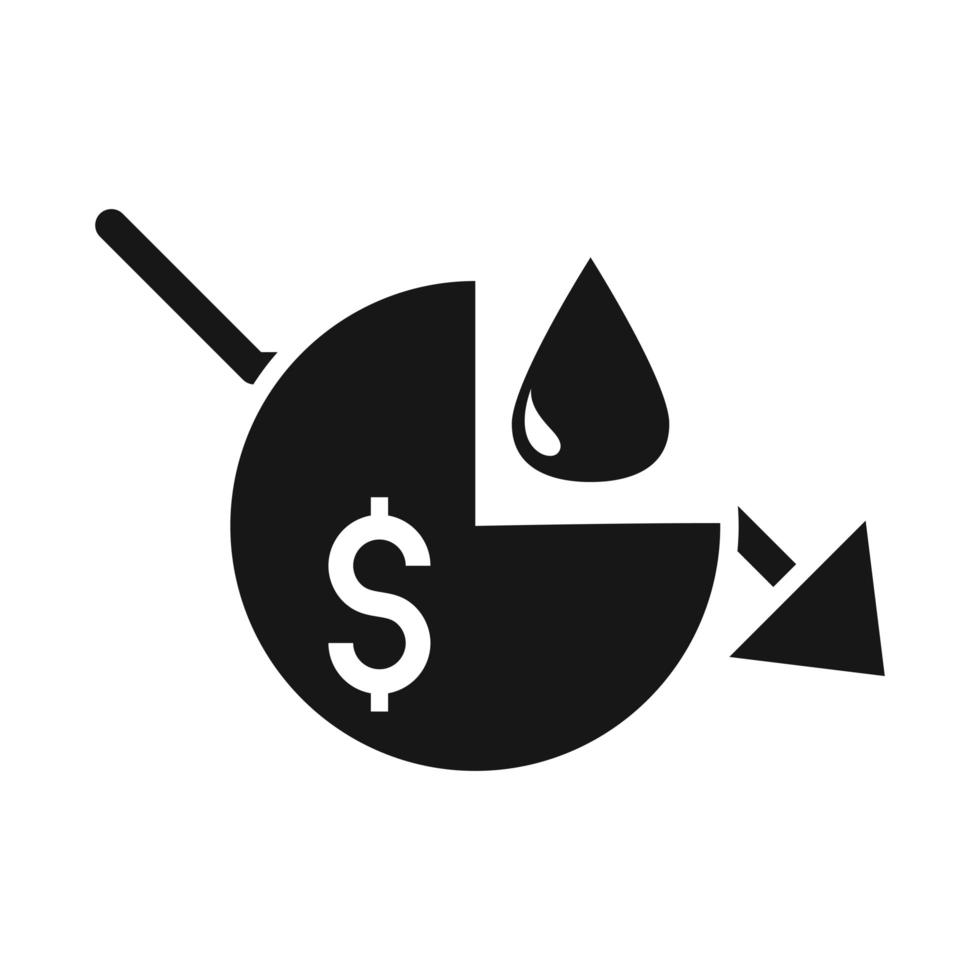 financial chart down risk crisis economy oil price crash silhouette style icon vector