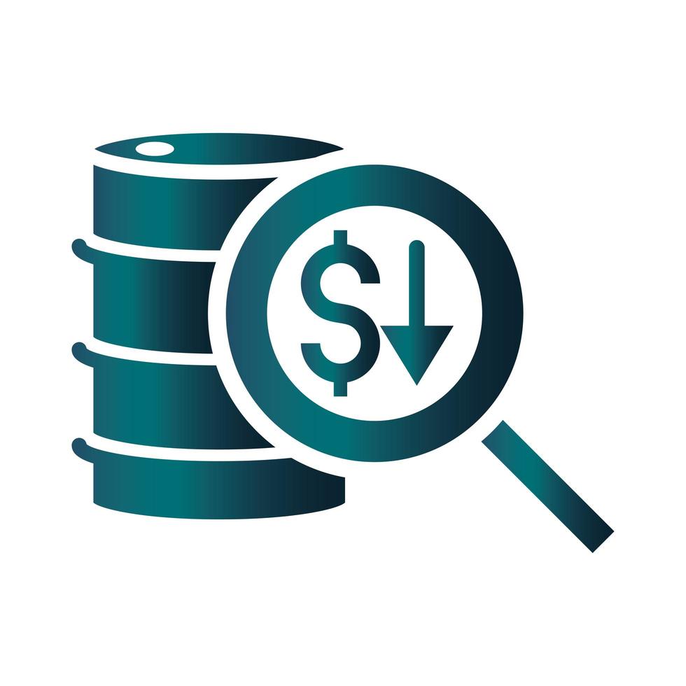 barrel money analysis trade crisis economy oil price crash gradient style icon vector