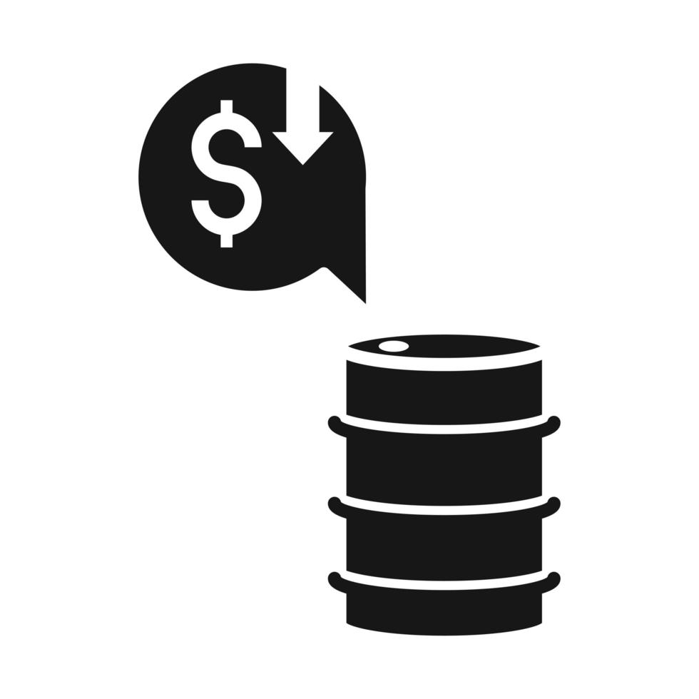 barrel money trade crisis economy oil price crash silhouette style icon vector