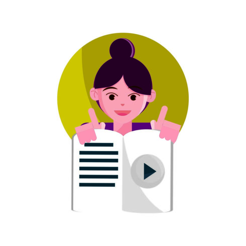 actividades en línea personaje lectura femenina ebook estudio icono de estilo plano vector