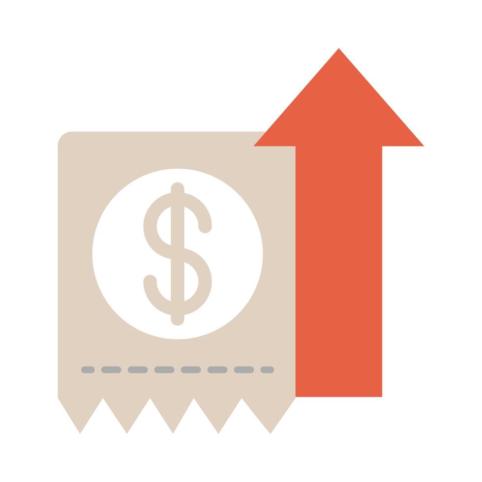 cuenta factura flecha hacia arriba aumento de precios de los alimentos icono de estilo plano vector