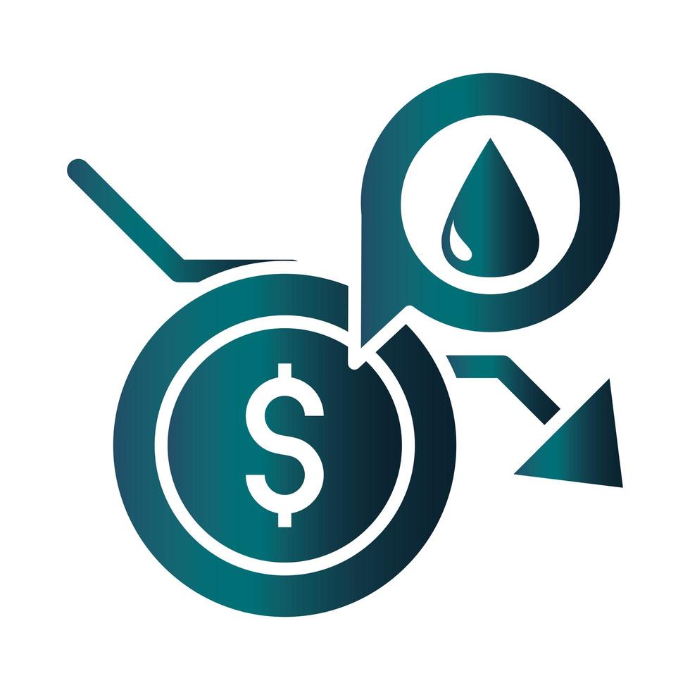 diagram money depression trade crisis economy oil price crash gradient style icon vector