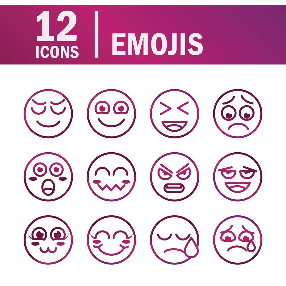 emoticon funny smiley faces expression icons set vector