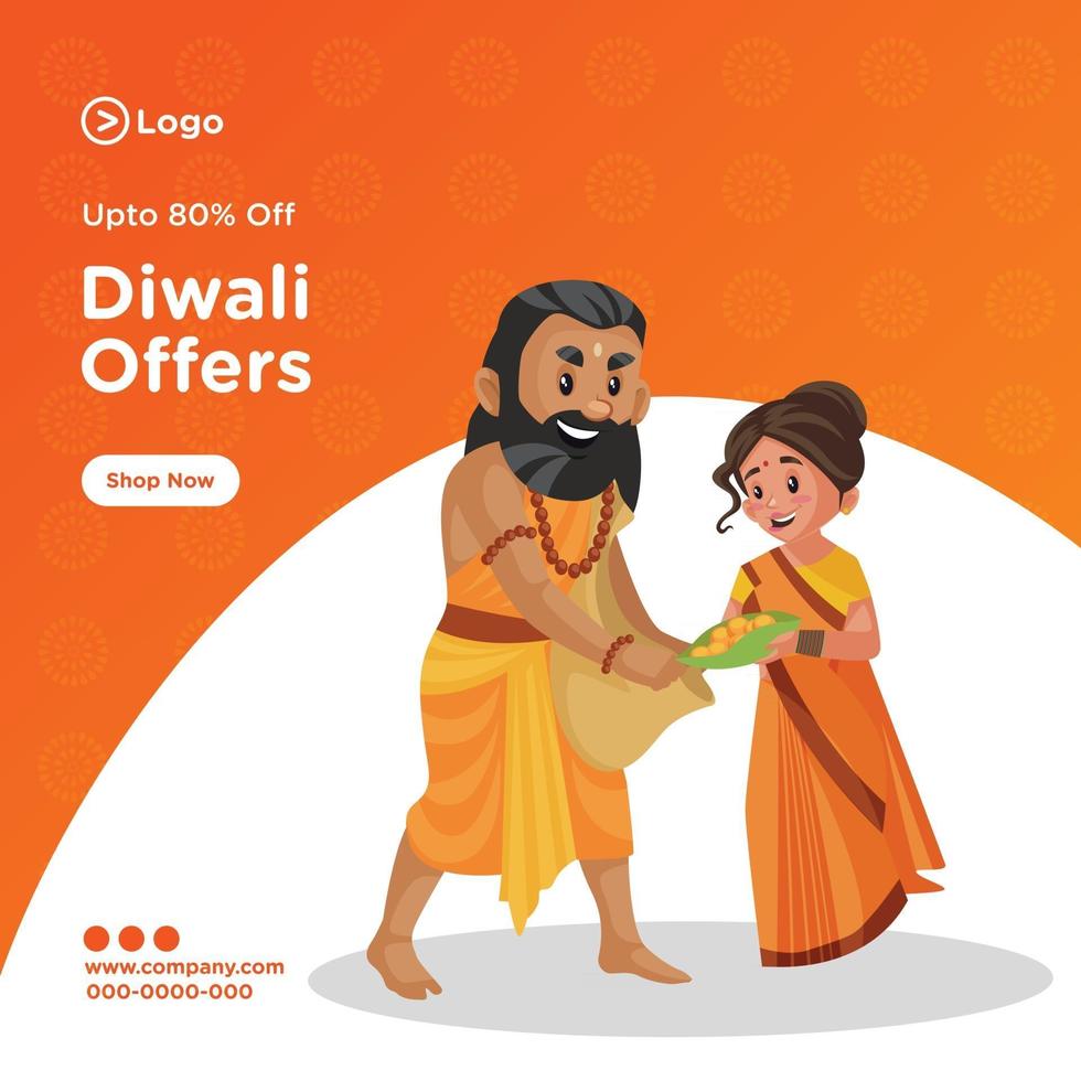 Banner design of happy diwali template vector