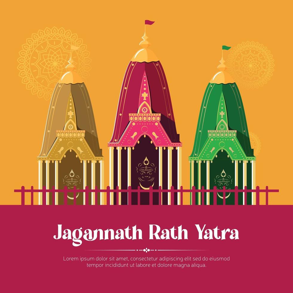 Jagannath rath yatra banner template design vector