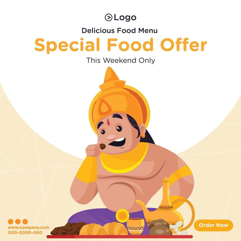 Banner design of special food offer this weekend only cartoon style template vector