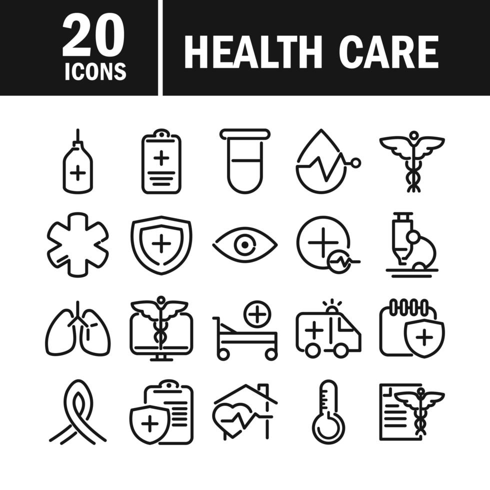 medical and health care equipment assistance icon set line style vector