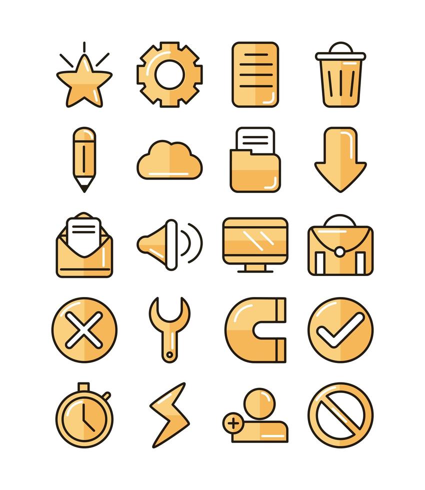 interface internet web technology digital icons set vector
