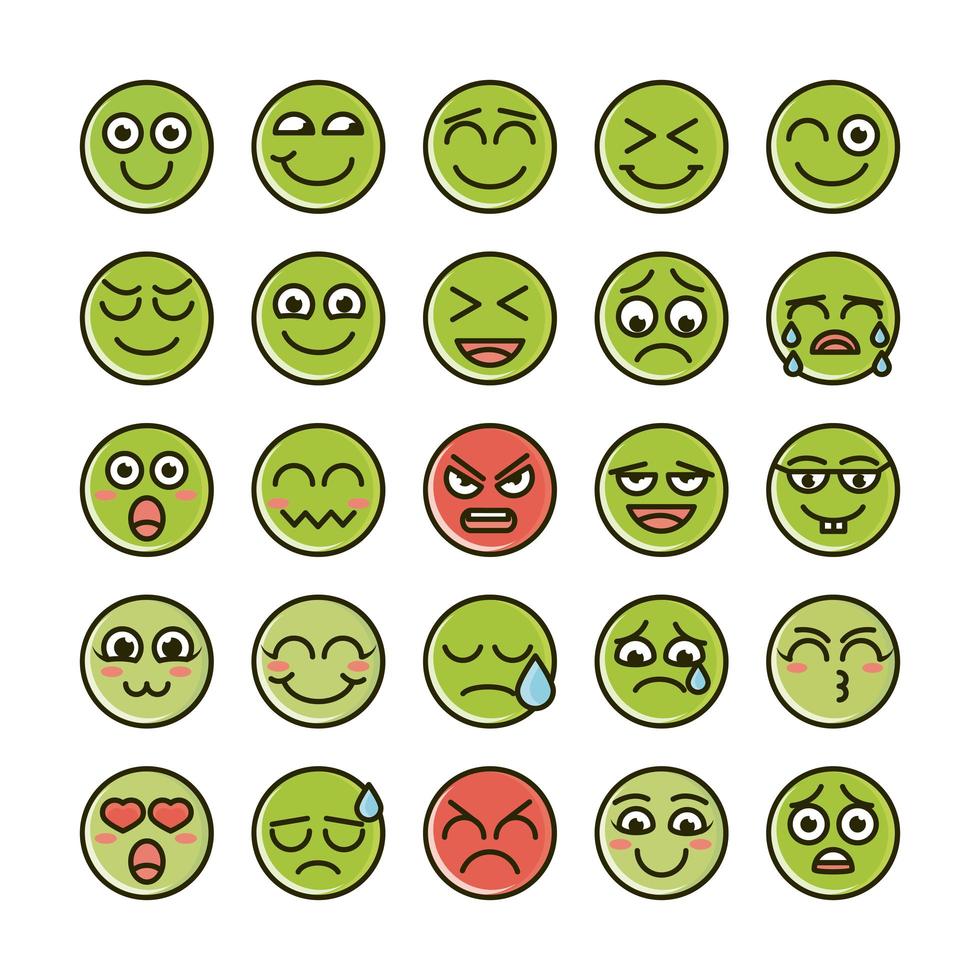 emoticon funny smiley faces expression icons set vector