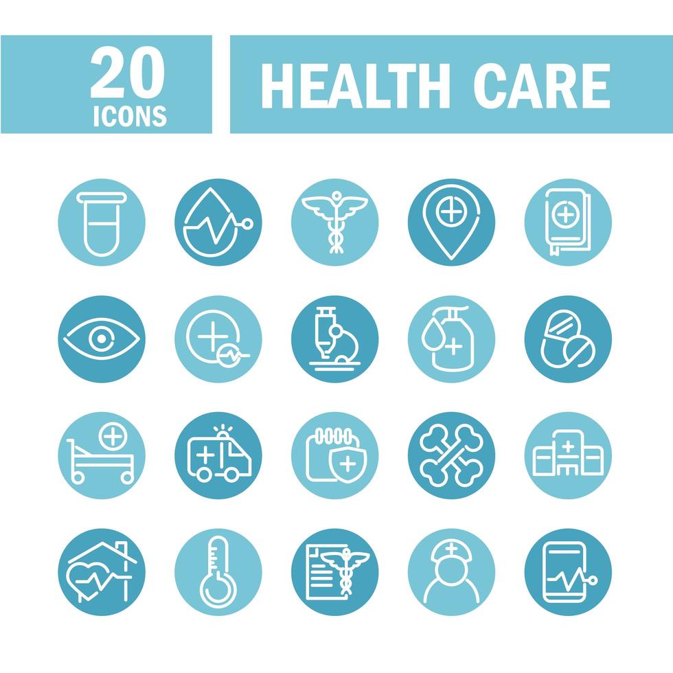 medical and health care equipment assistance icon set block style vector