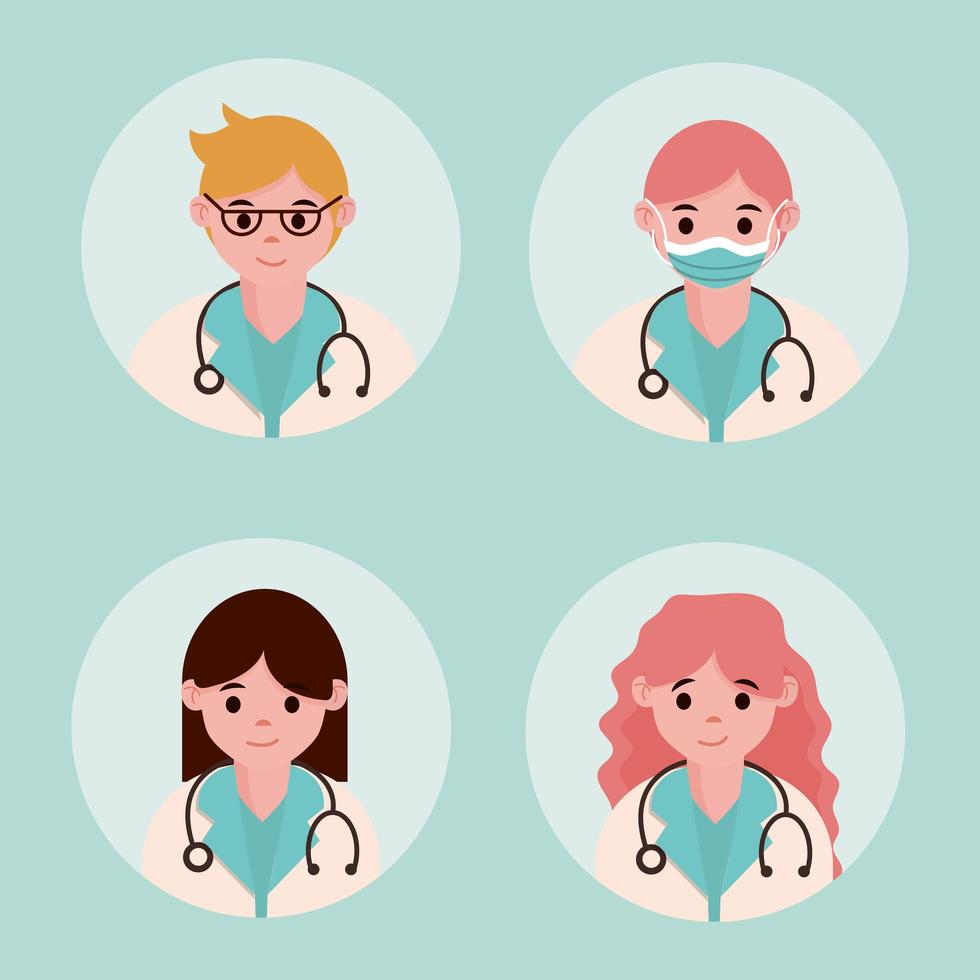 doctor hero physicians medical staff practitioner with stethoscope characters vector