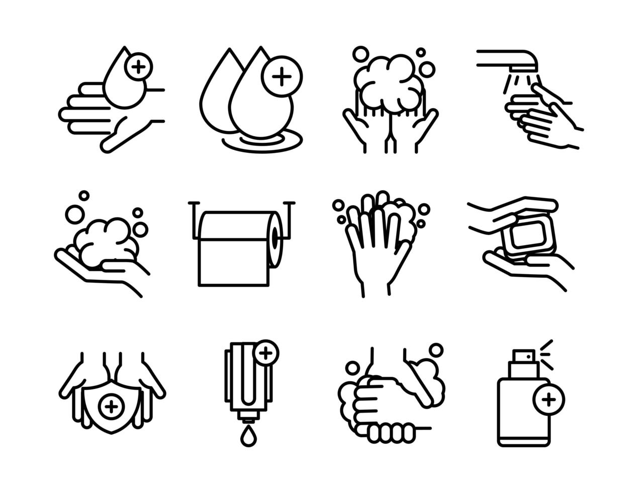 personal hand hygiene disease prevention and health care line style icon vector