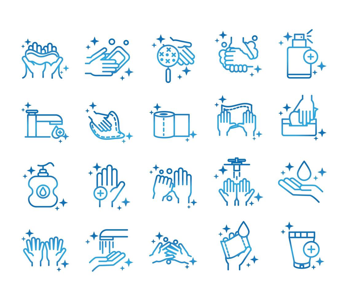 personal hand hygiene disease prevention and health care gradient style icon vector