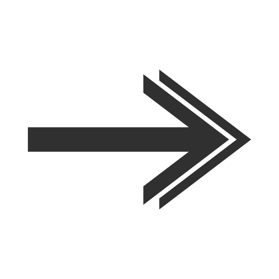 arrow direction related icon right pointed orientation double head silhouette style vector