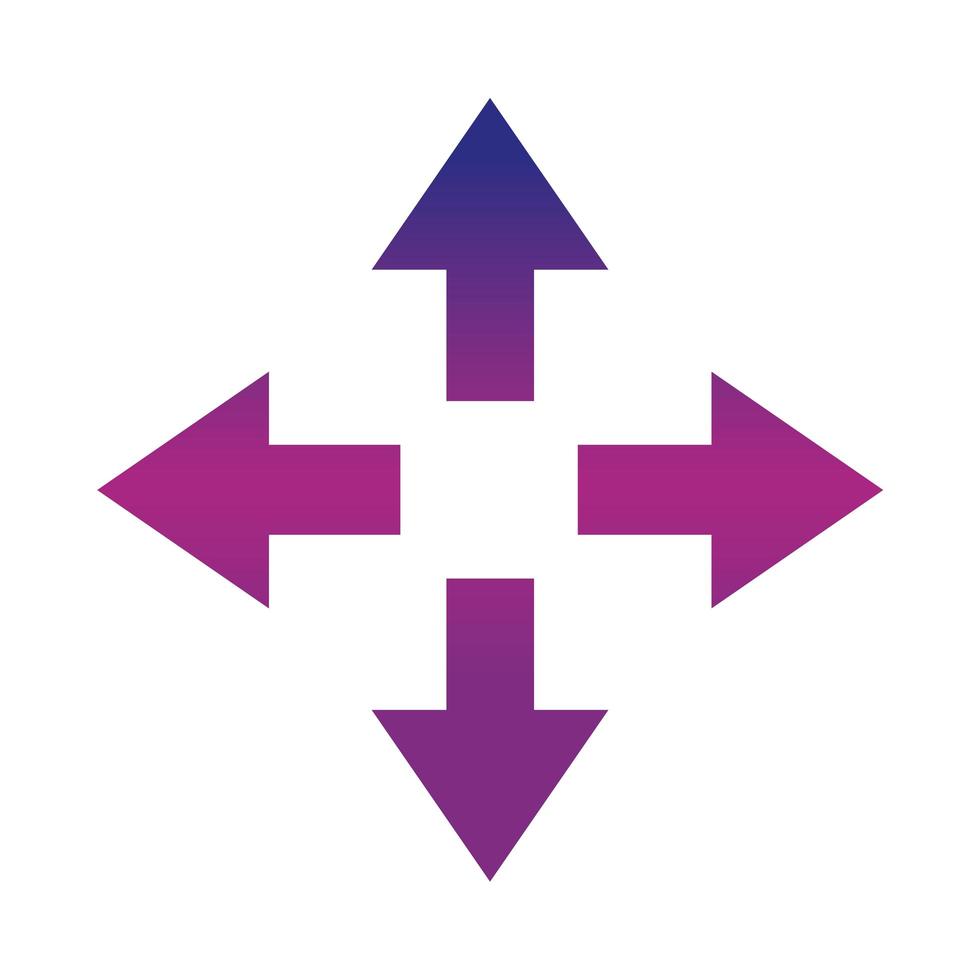 icono de flechas de elementos en varias direcciones estilo degradado vector