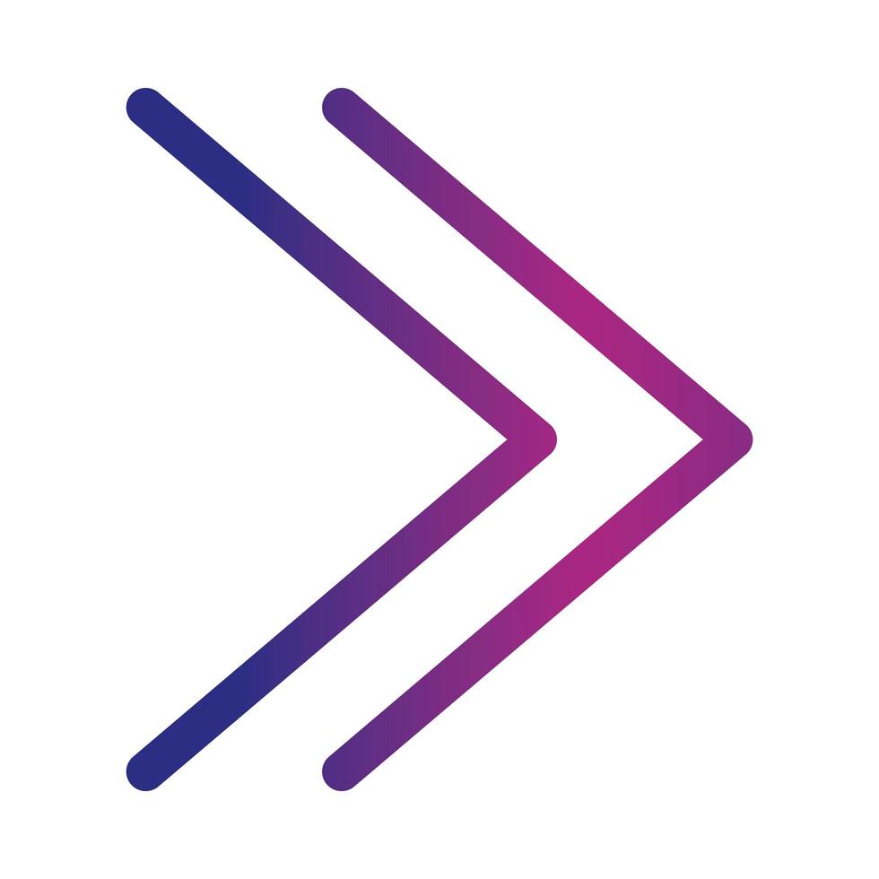 double right arrows direction forward button gradient style icon vector