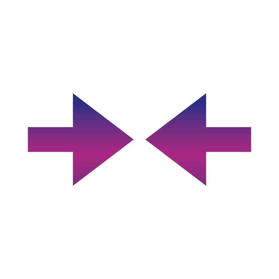 two arrows pointing center gradient style icon vector