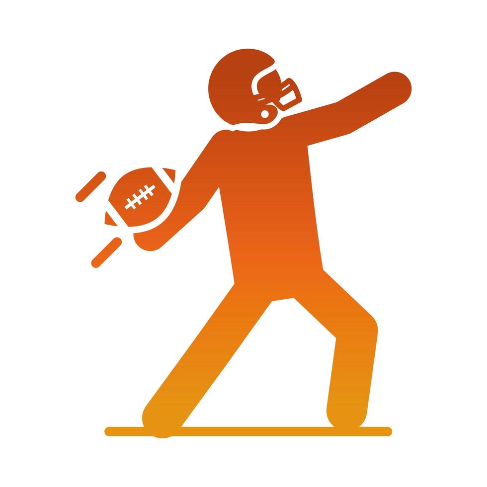 jugador de fútbol americano lanzando el juego de pelota deporte profesional y recreativo icono de diseño degradado vector