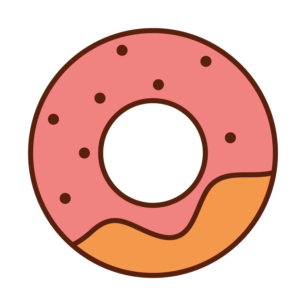 fast food sweet donut dinner and menu tasty meal and unhealthy line and fill icon vector