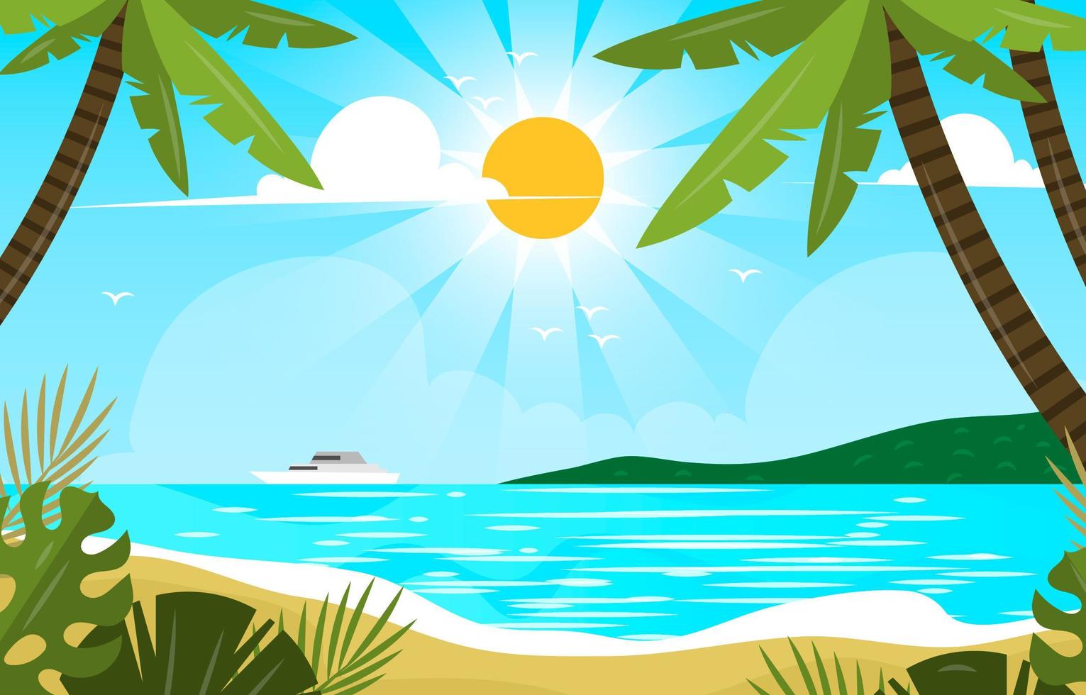 fondo de paisaje de verano plano vector