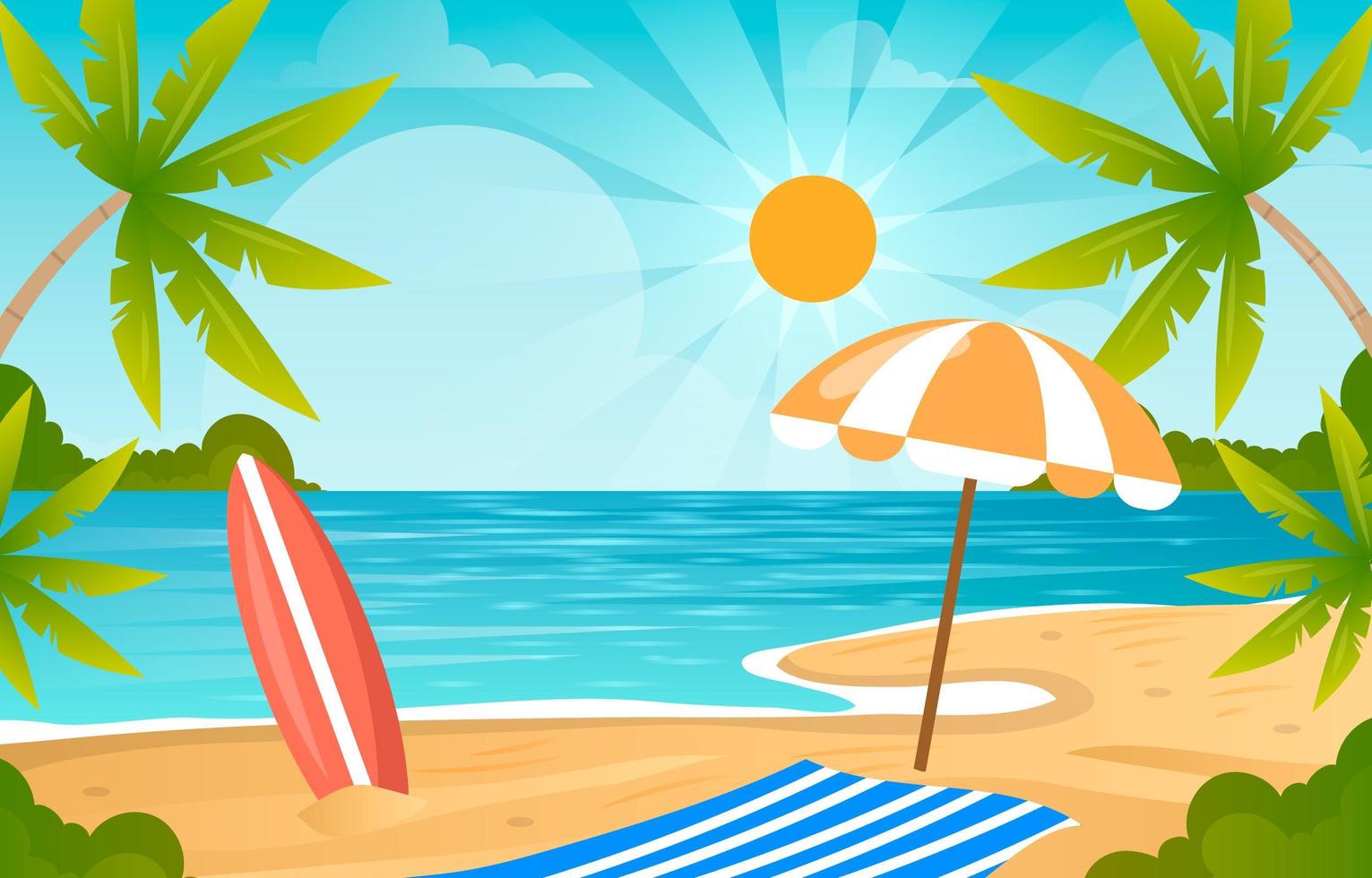 Summer Beach Scenery Background vector