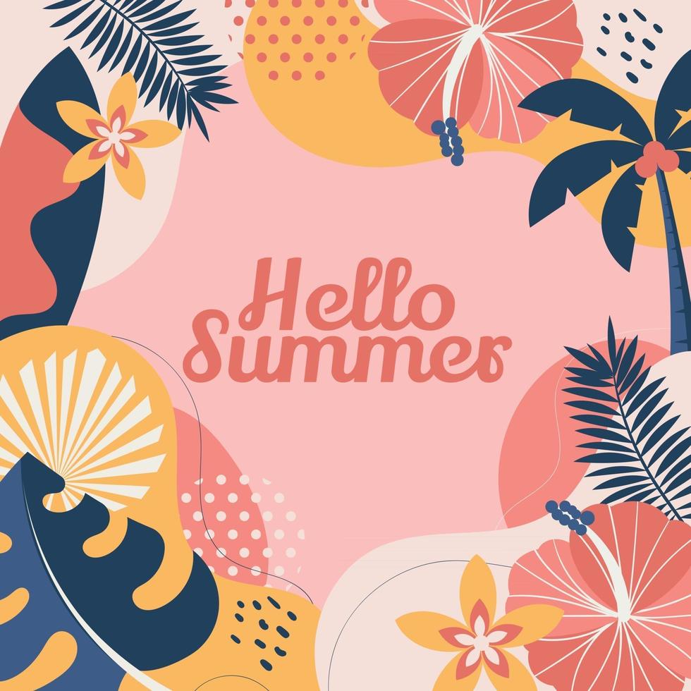 Pink Fresh Themed Floral Summer Background vector