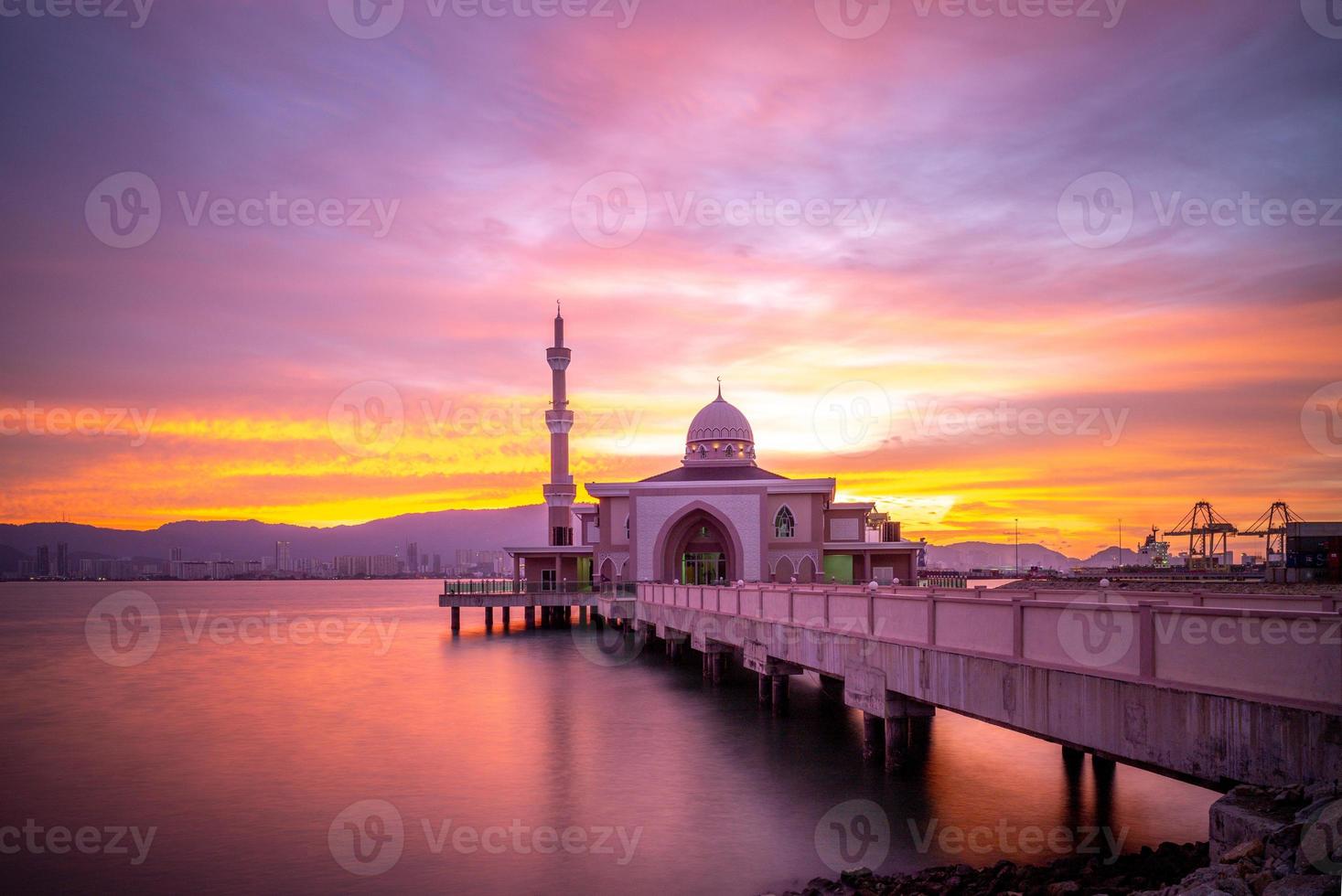 Butterworth Floating Mosque Masjid Terapung at dusk photo