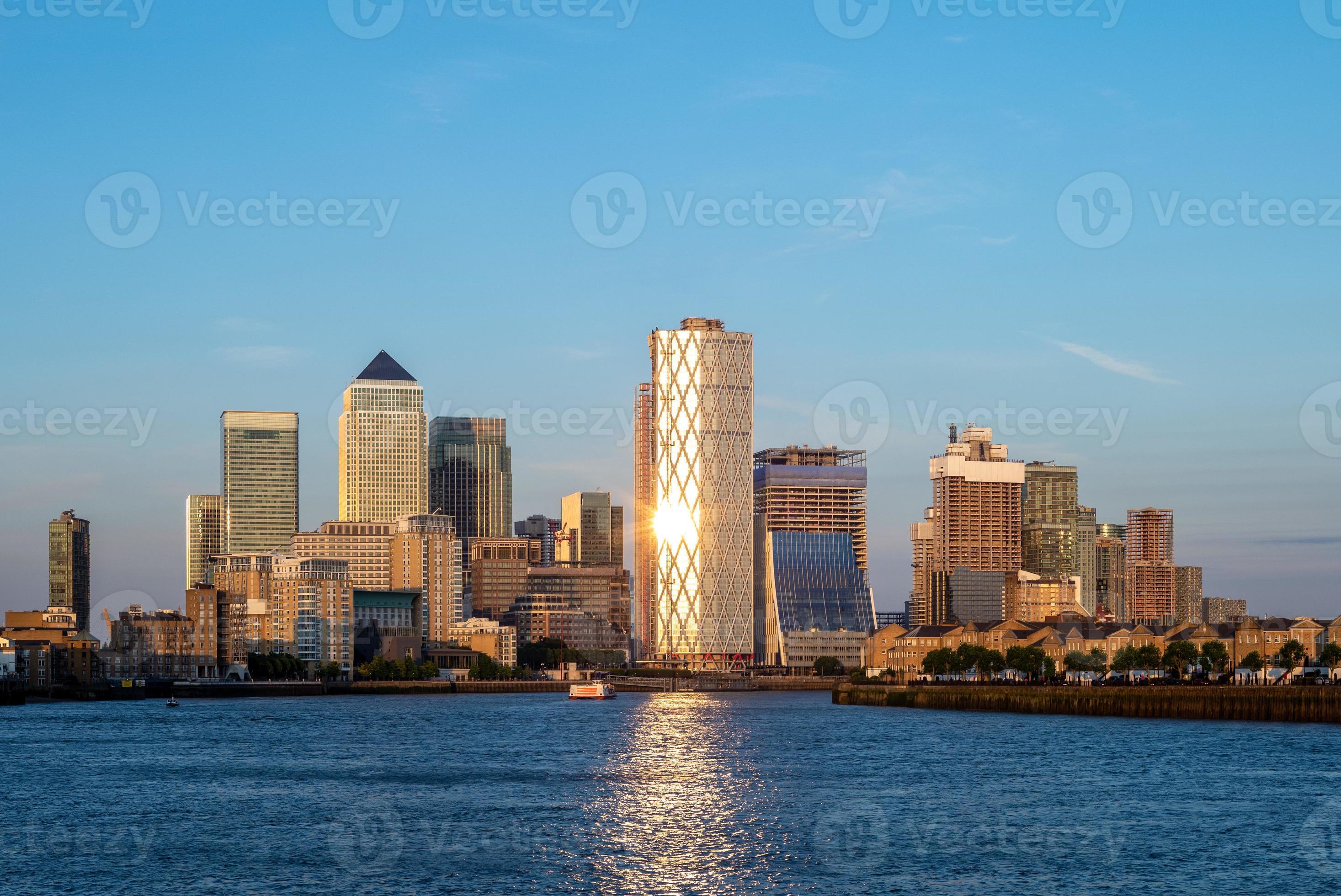 London skyline at Canary Wharf by River Thames photo