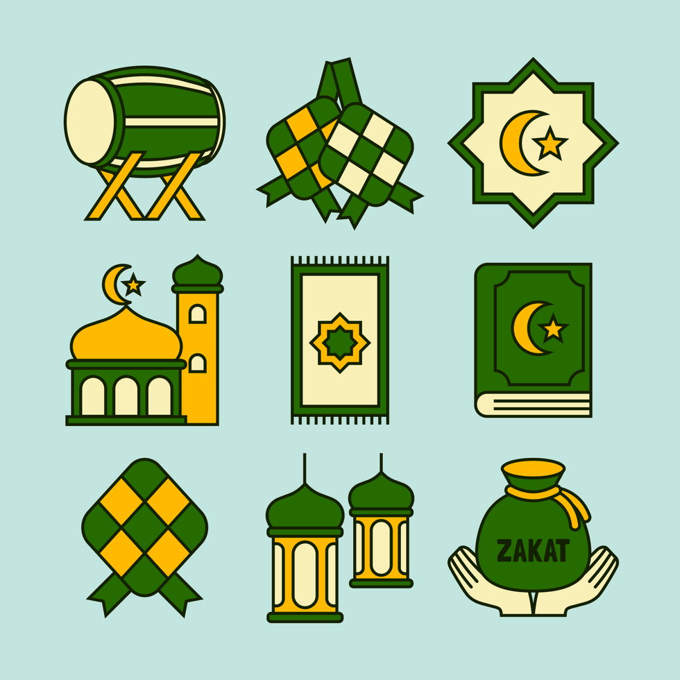 Flat Ketupat Icon Collection vector