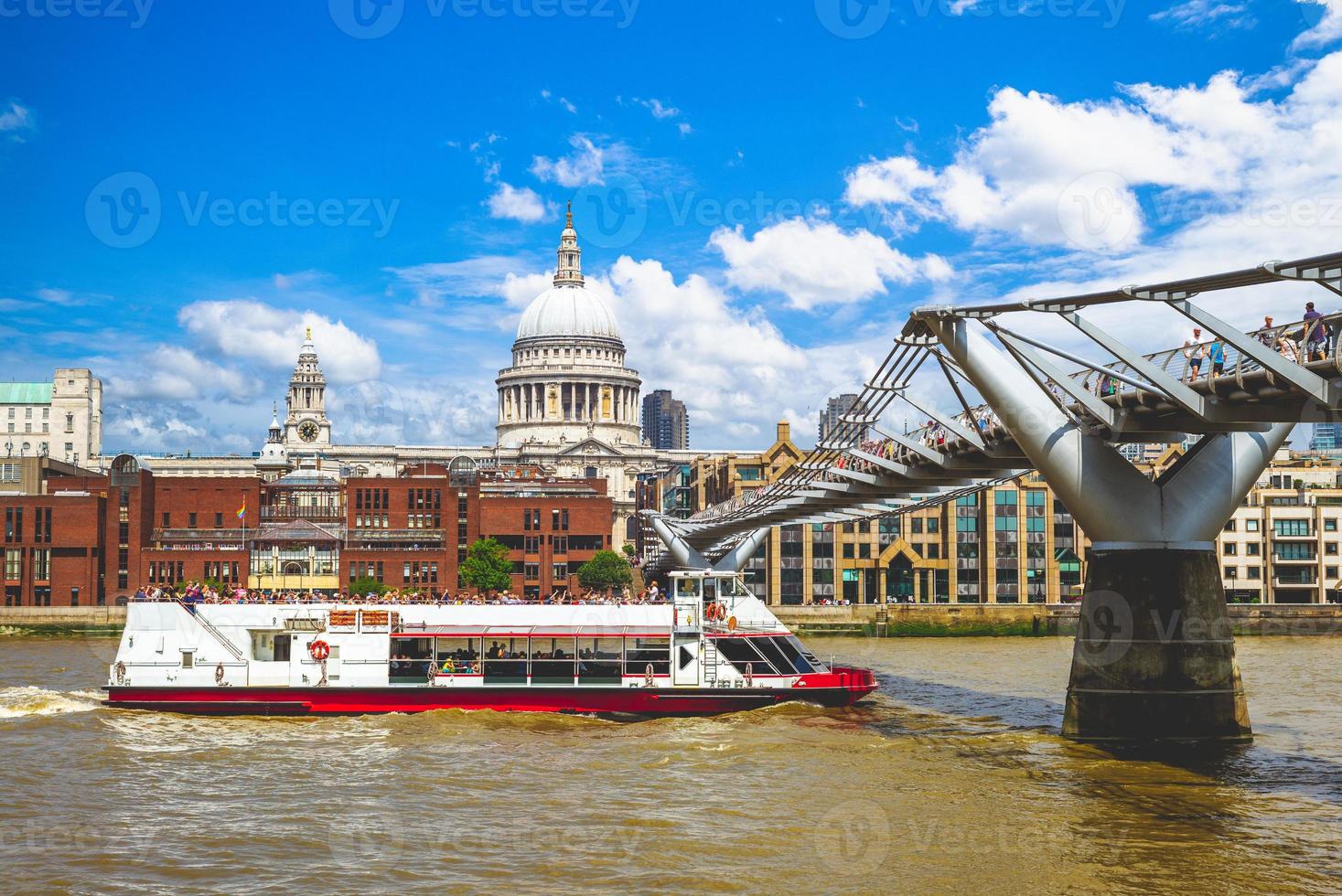 St Paul Cathedral by the River Thames in London, UK photo