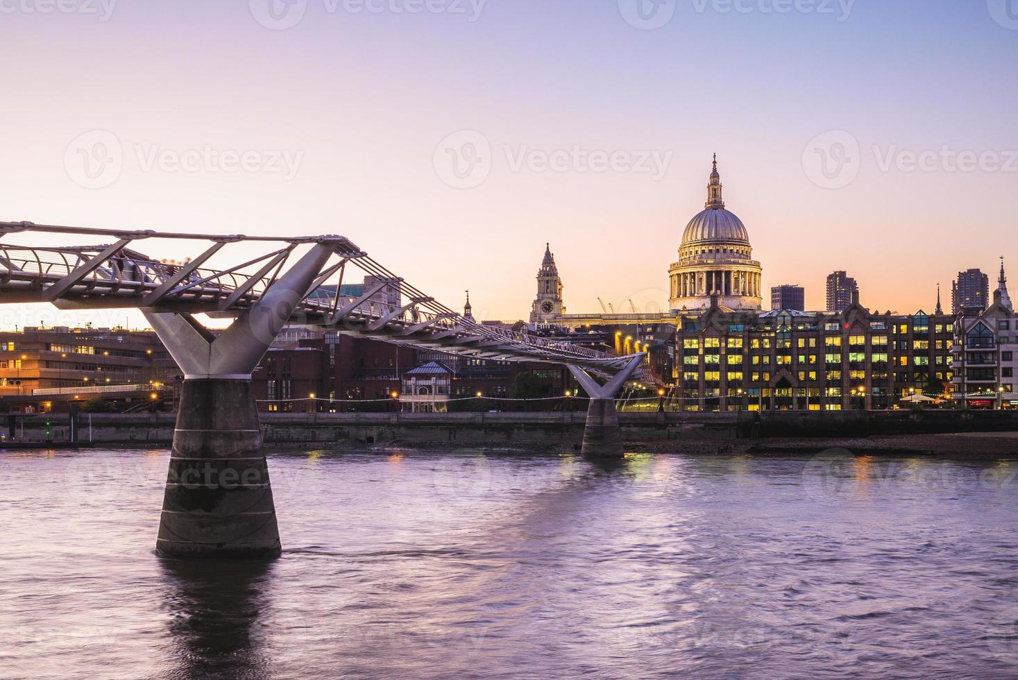 Night view of St Paul Cathedral in London, UK photo