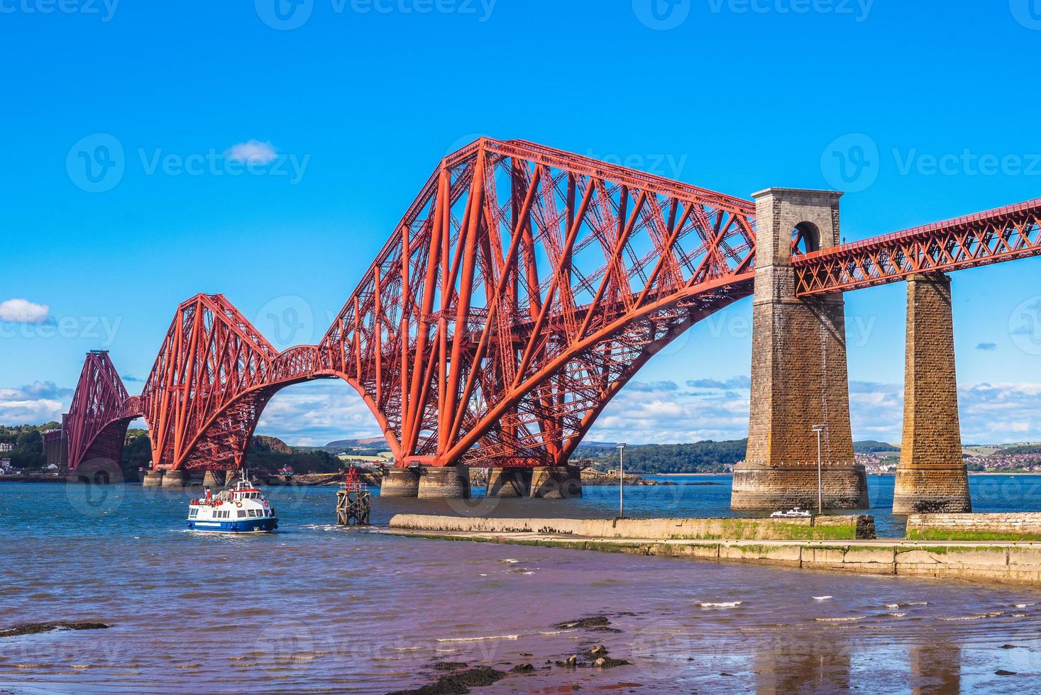 Forth Bridge across Firth of Forth in Edinburgh, Scotland photo