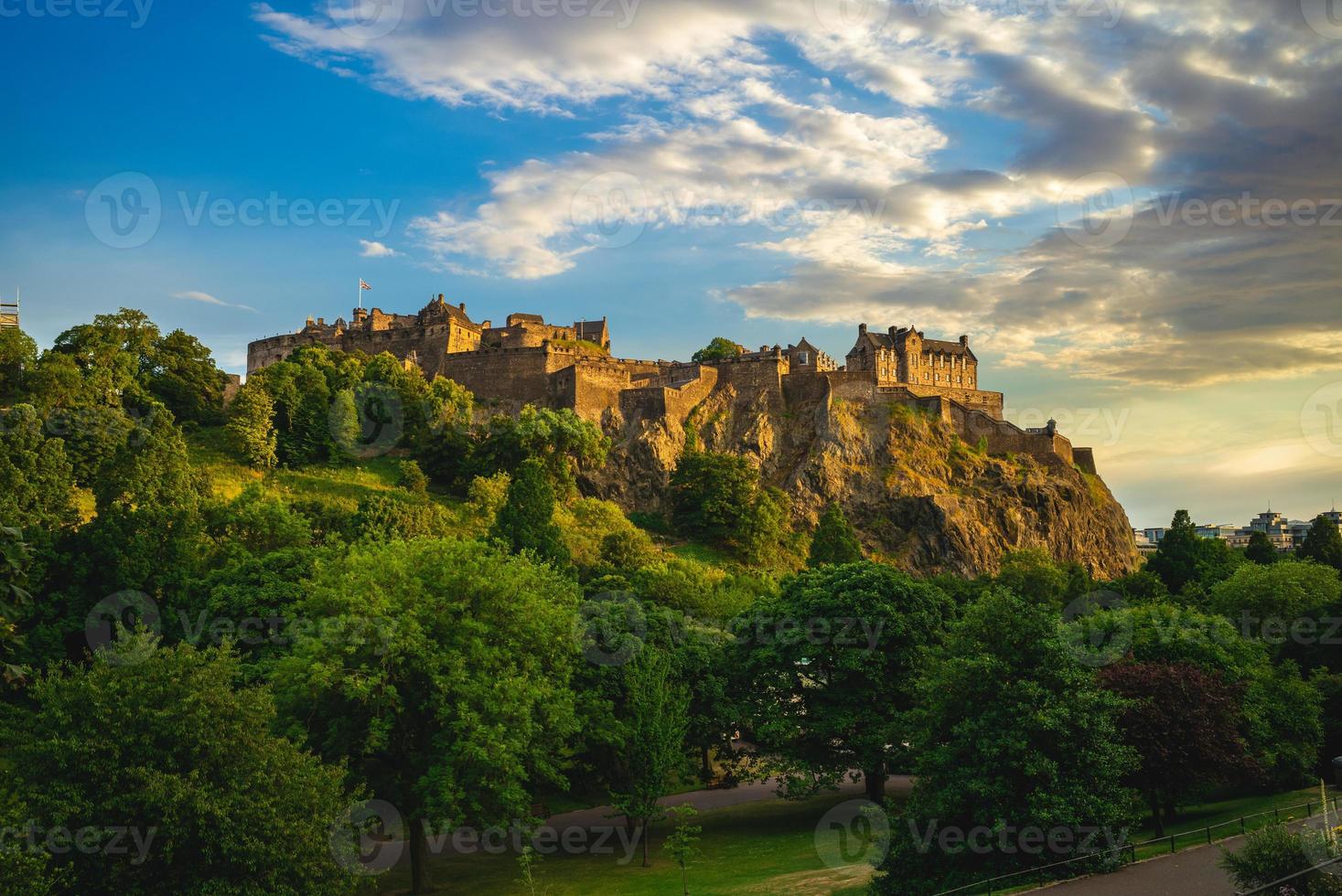 Edinburgh Castle and Princes Park at Edinburgh, Scotland, UK photo