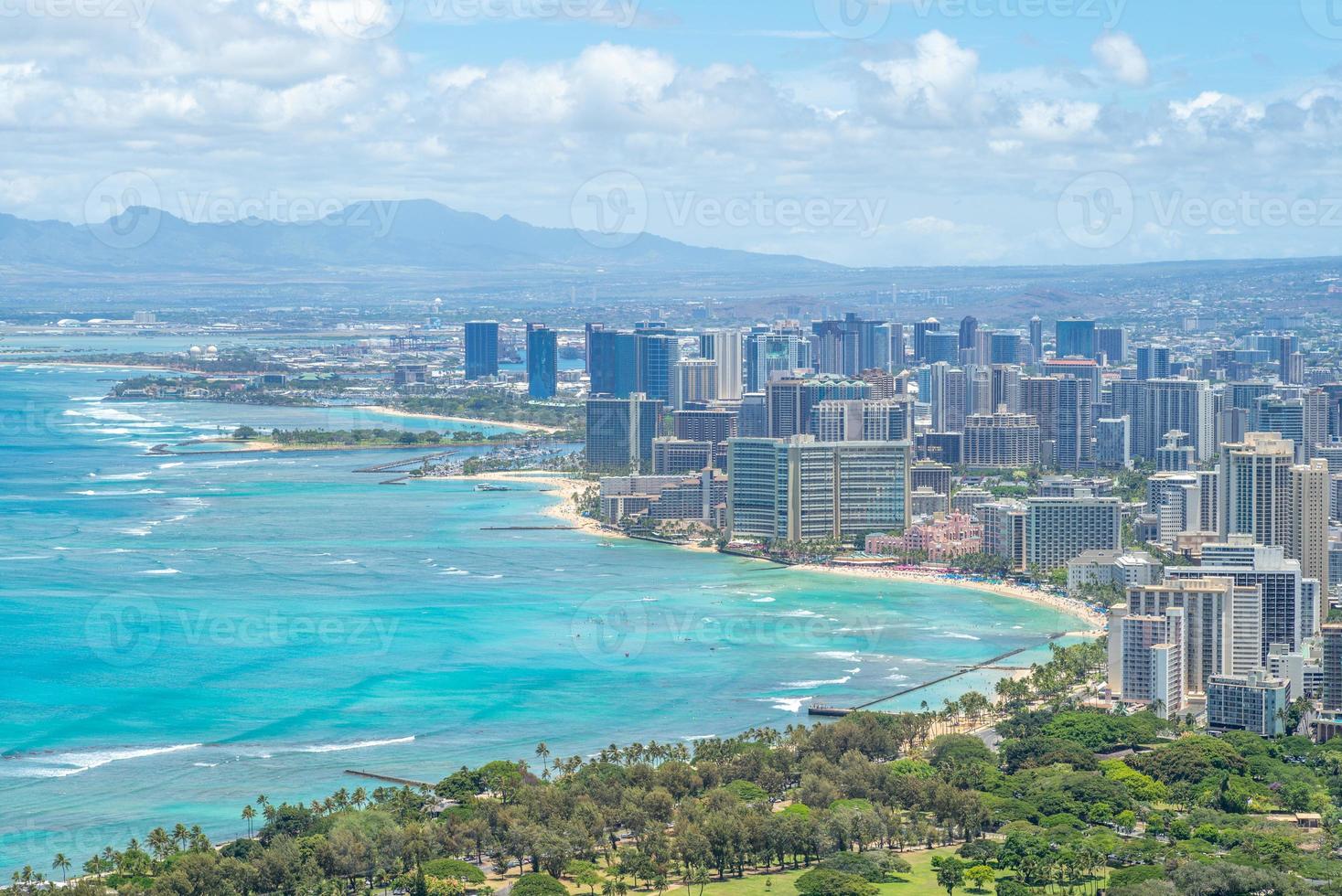 vista aérea, de, honolulu, en, oahu, hawai, nosotros foto