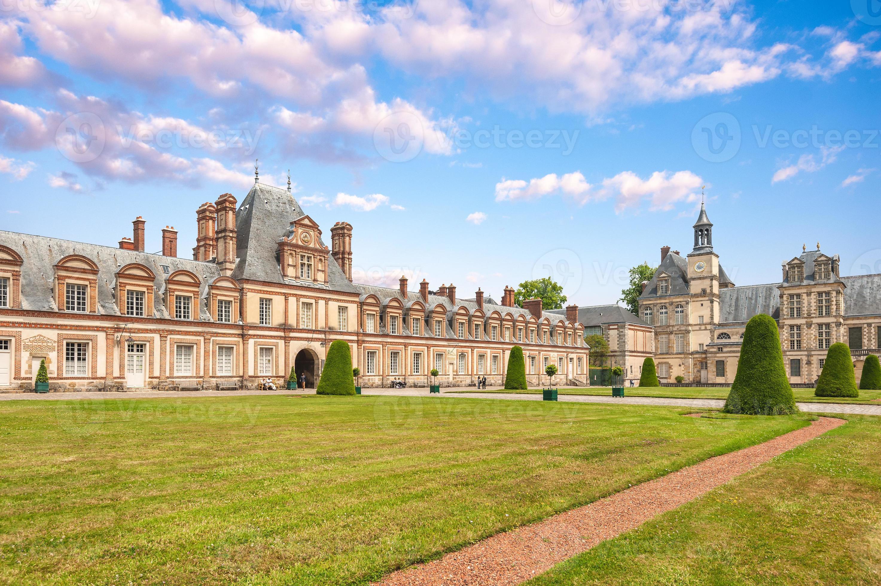 view of the gardens of the castle of Fontainebleau in France Stock