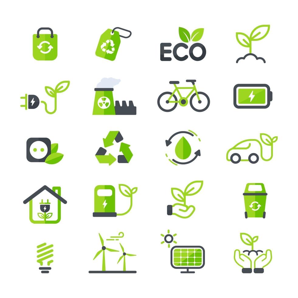 Eco icon Ecology vector design The concept of caring for the environment by using natural energy