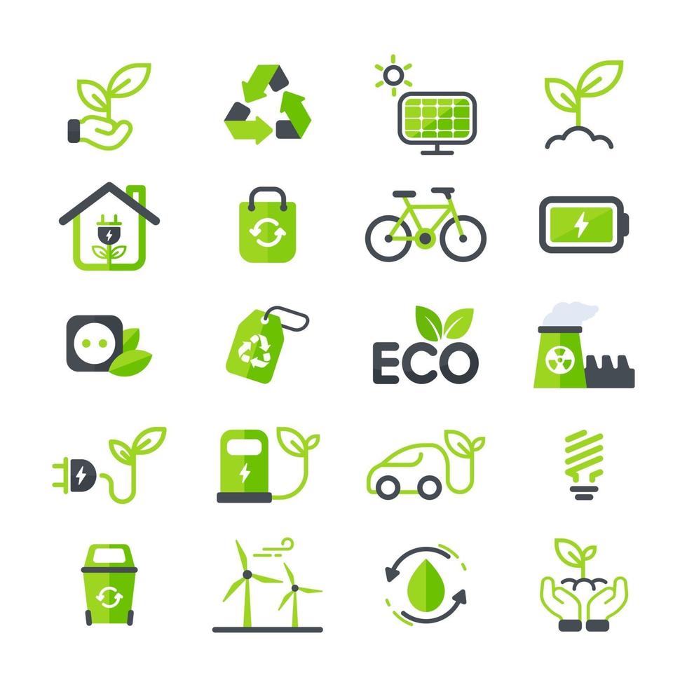 eco icono ecología vector diseño el concepto de cuidado del medio ambiente mediante el uso de energía natural