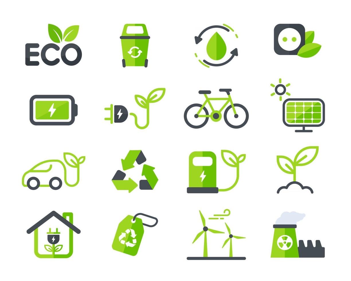 eco icono ecología vector diseño el concepto de cuidado del medio ambiente mediante el uso de energía natural