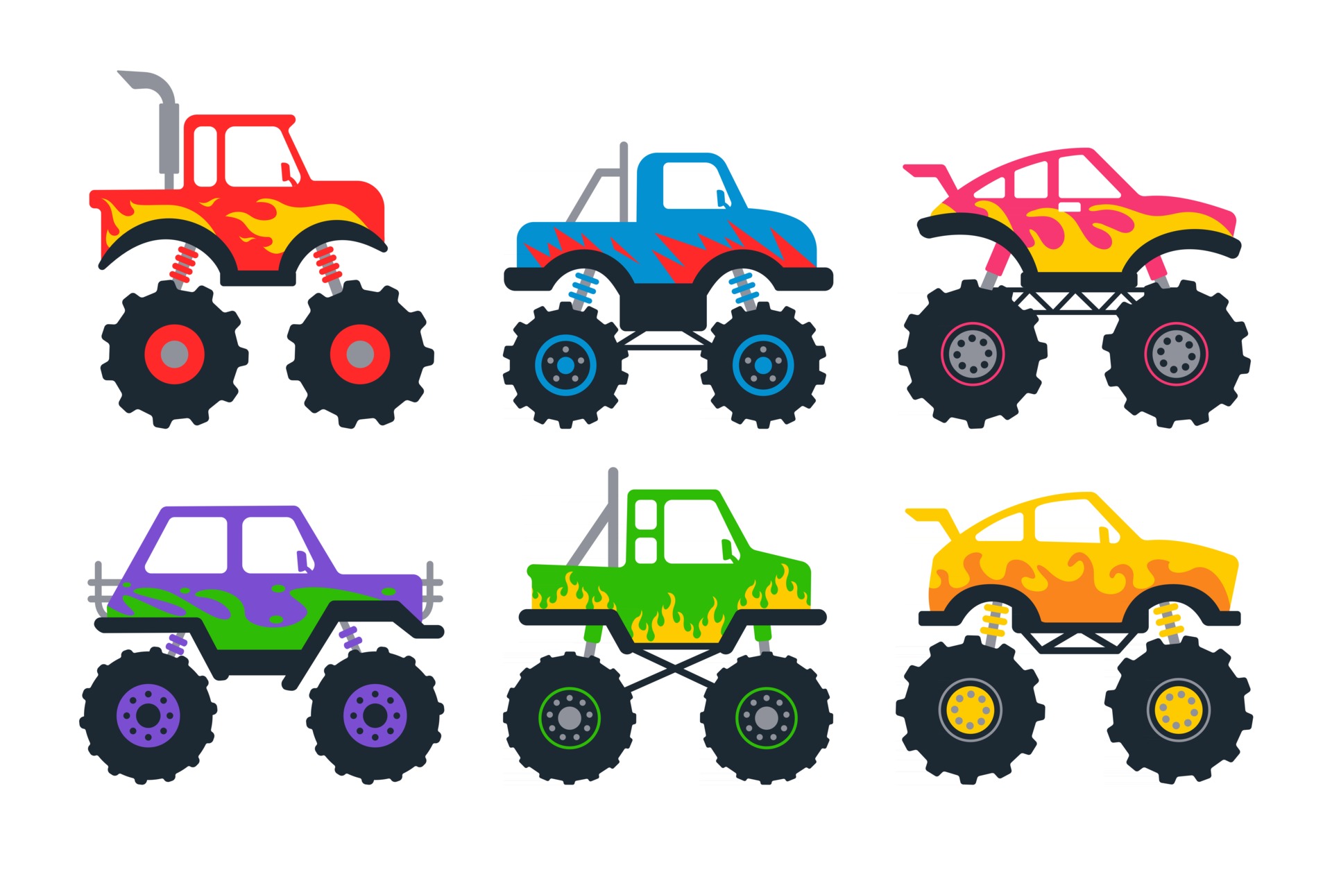 Cartoon monster truck big boys car 4x4 vehicle Vector Image