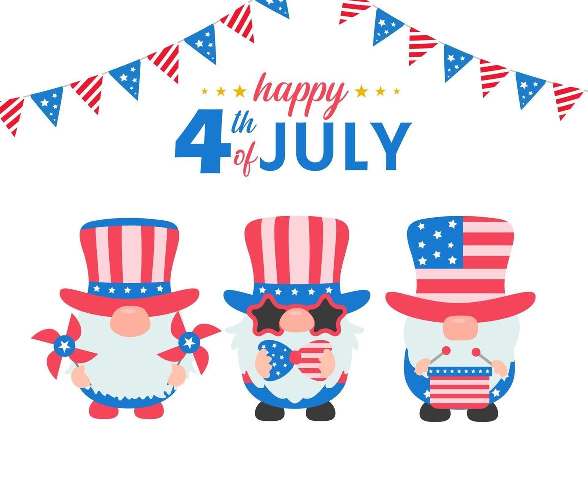 4th of july Gnomes wore an American flag costume to celebrate Independence Day vector