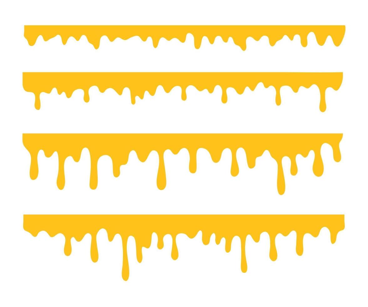 la miel está goteando el líquido amarillo espeso que gotea en el suelo vector