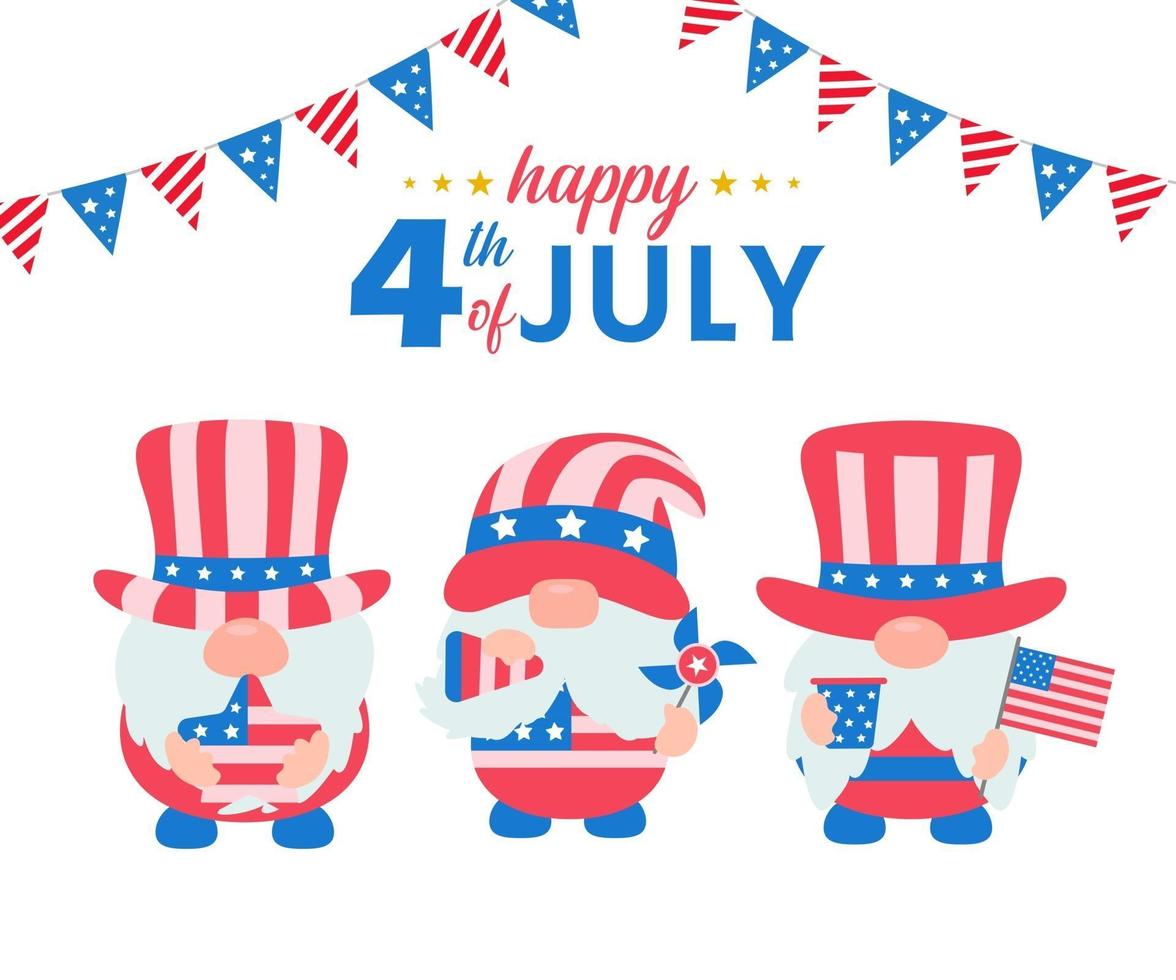 4th of july Gnomes wore an American flag costume to celebrate Independence Day vector