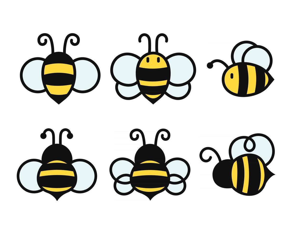 abeja de dibujos animados de vector de diseño de abeja voladora simple aislado sobre fondo blanco