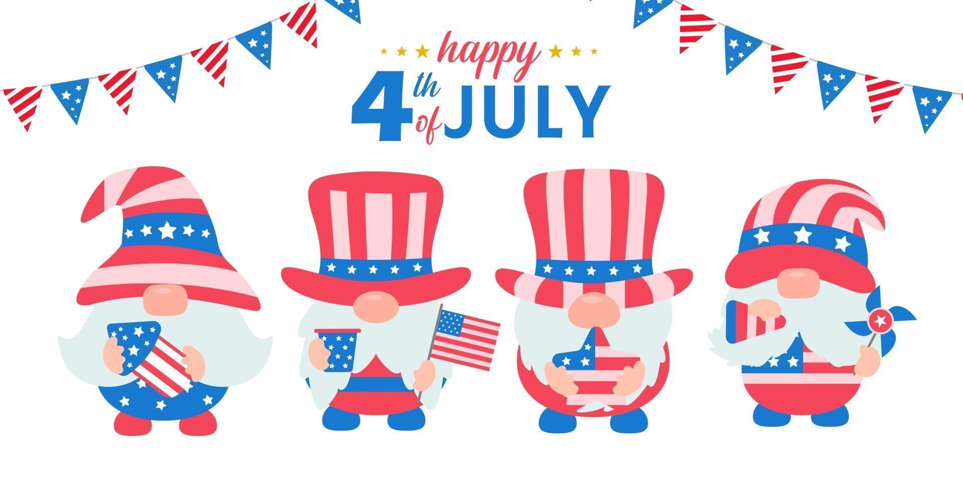 4th of july Gnomes wore an American flag costume to celebrate Independence Day vector
