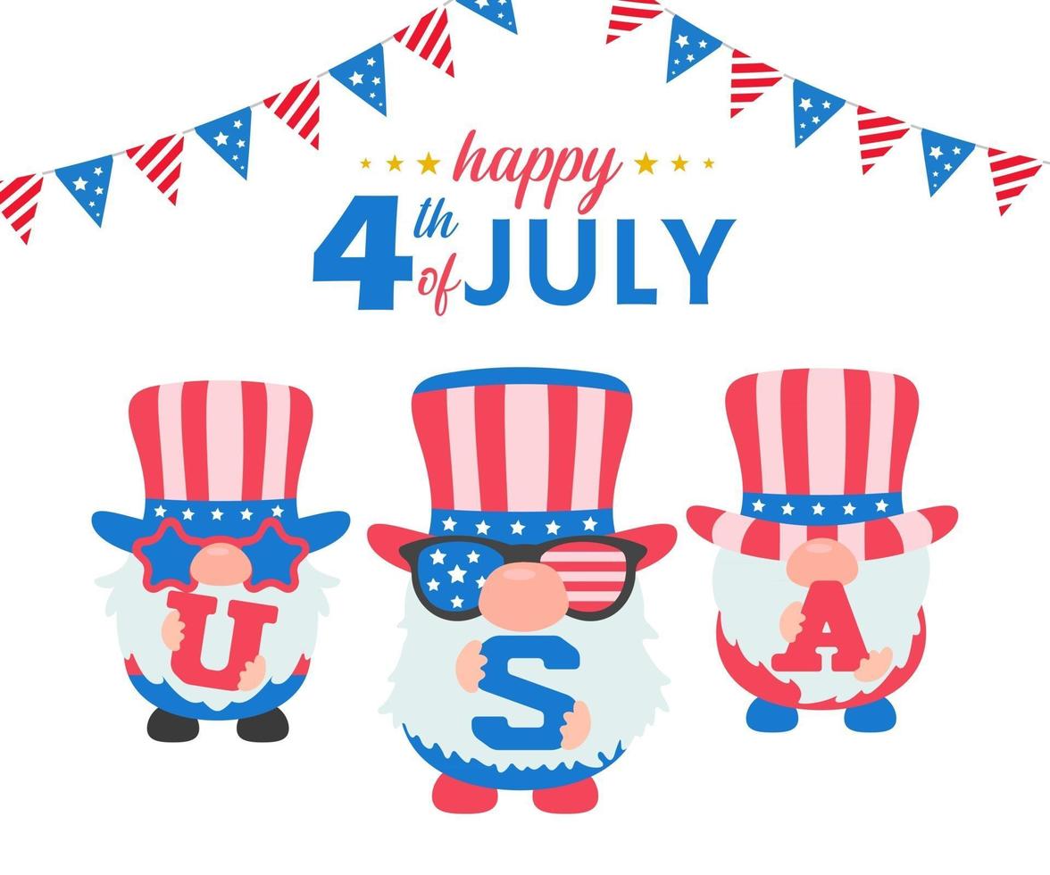 4th of july Gnomes wore an American flag costume to celebrate Independence Day vector