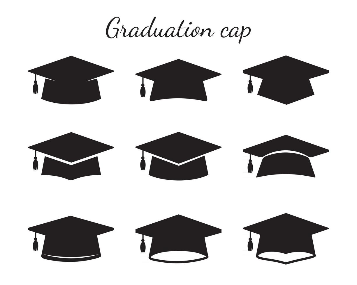 Vector Graduation Hat Collection For students who graduate Isolated on white background