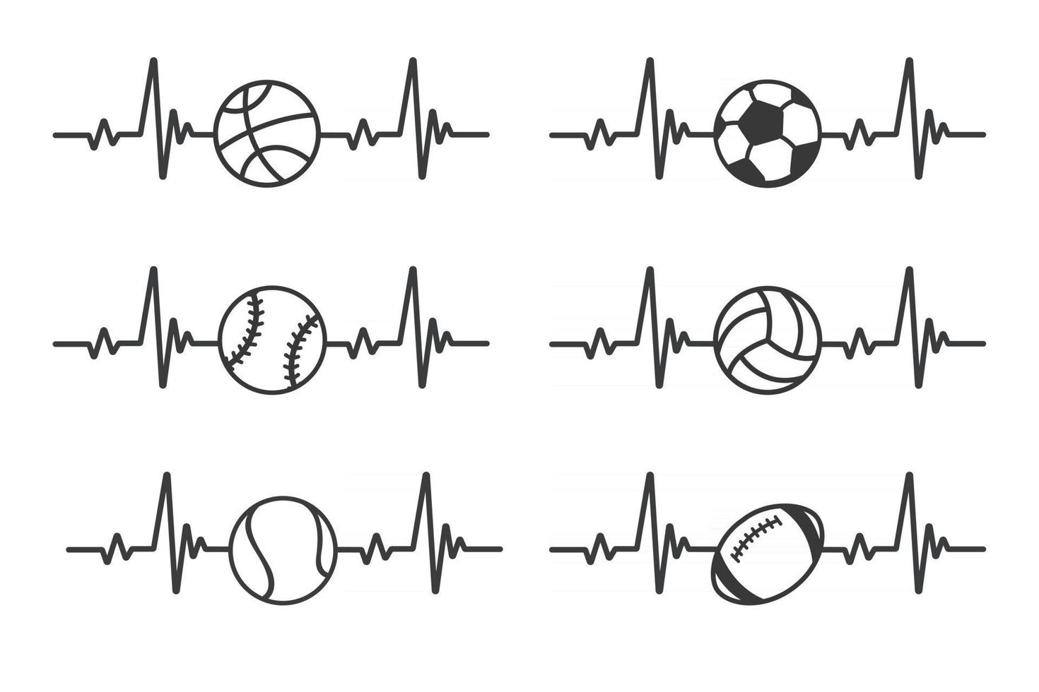 Heartbeat graph Heart pounding when exercising Healthy sports concept vector