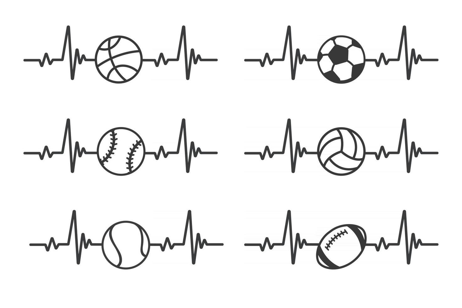 Gráfico de latidos del corazón palpitando cuando se ejercita el concepto de deportes saludables vector