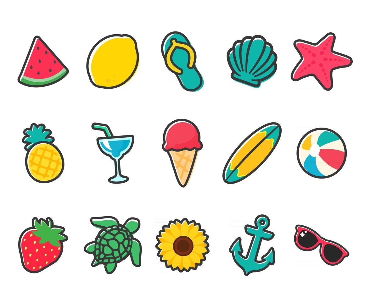 summer Beach trip concept icons vector